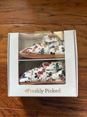 Freshly Picked White Mickey Mouse Printed Moccasins